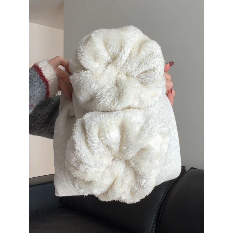 羊羔绒运动裤女秋冬季加绒裤子外穿东北特厚棉裤卫裤小个子阔腿裤