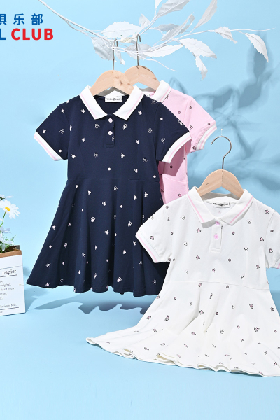 [1件3折]铅笔俱乐部童装2025夏装新款女童连衣裙儿童海洋风短裙中大童裙子