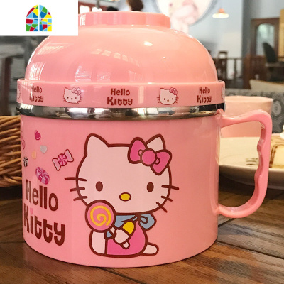 可爱卡通小学生儿童不锈钢保温饭盒便当盒碗筷套装防烫带盖泡面碗 FENGHOU 红色不倒翁限量版