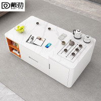 戴劲岩板茶几客厅茶台烧水壶一体桌家用泡茶台办公室茶桌1.5米纯白