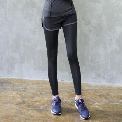 珂卡慕(KEKAMU)运动裤假两件弹力紧身健身裤女春夏跑步瑜伽跑步休闲长裤女瑜伽裤黑色默认颜色L