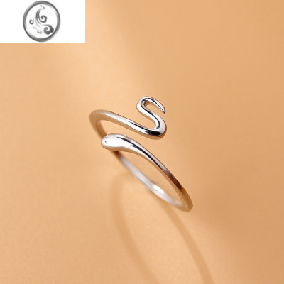 JiMi银银蛇形开口戒指女简约时尚设计韩版气质个性小动物尾戒指环手饰