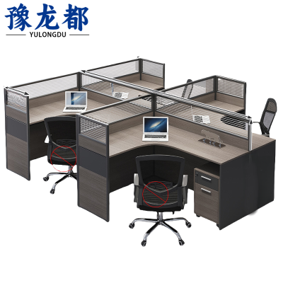 豫龙都屏风工位干字形四人位张