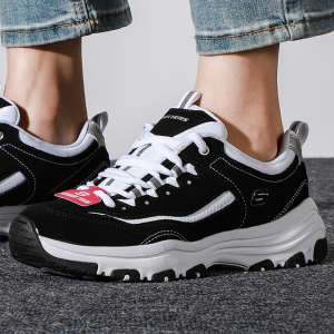 Skechers斯凯奇女鞋新款时尚耐磨厚底增高运动熊猫鞋运动休闲鞋88888250-WHT ZP
