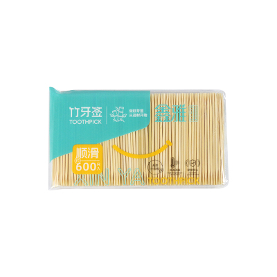 鑫雅家用一次性双头尖牙签加长款6.5cm酒店餐厅饭店商用专用竹牙签剔牙神器600支*6共3600支0020