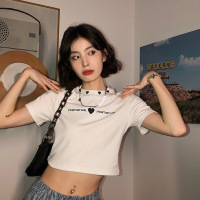 短款T恤女夏季新款韩版修身显瘦刺绣辣妹学生短袖上衣女装潮