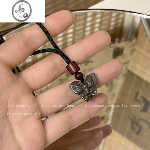 JiMi新中式复古黑色蝴蝶编织项链女小众设计清冷感锁骨链情侣毛衣链子 复古黑色蝴蝶项链