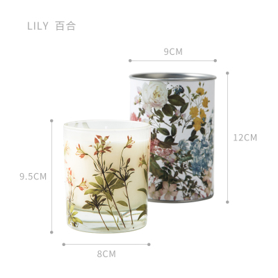 卧室香薰蜡烛家用净化空气玻璃杯无烟香氛精油家居饰品摆件百合