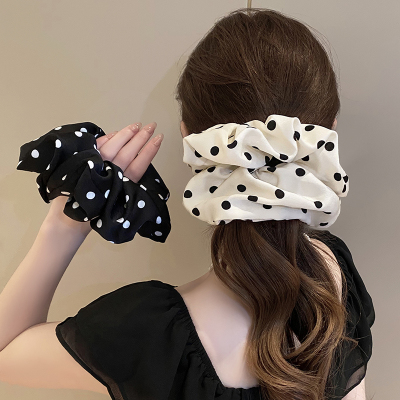 优雅波点大肠圈发圈布艺高弹发绳高级感扎马尾发饰新款头饰头花女送女朋友老婆情人节七夕生日礼物
