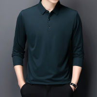 秋季男士长袖T恤百搭polo衫百搭纯色日常出行时尚垂感翻领T恤