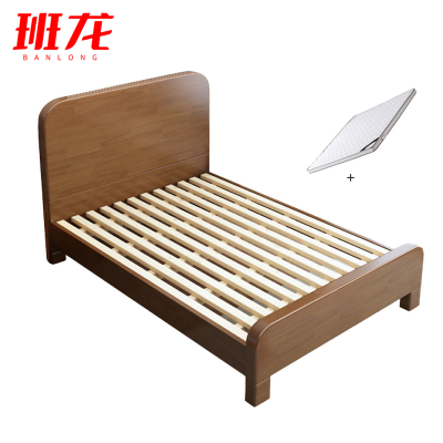 班龙单人床1.2米+床垫胡桃色套