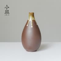 小花瓶摆件客厅插花陶瓷复古禅意现代简约日式茶艺插干花水培花器 三维工匠 拾野1-花插(古绿)