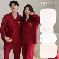 情侣睡衣春秋冬季棉质本命年喜庆结婚红色一男士一女士家居服套装_830