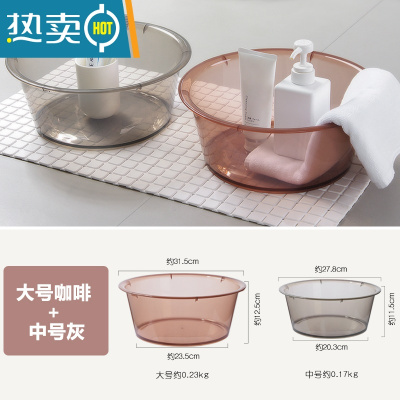 敬平加厚透明脸盆学生宿舍洗脸盆大号洗脚洗衣盆家用洗衣服盆子塑料盆