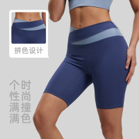 欧美夏季拼色休闲运动短裤健身短裤高弹裸感瑜伽服短裤女