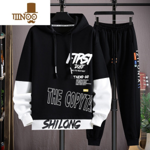 YANXU13岁男孩运动套装12青少年14初中学生15帅气大童男装卫衣16