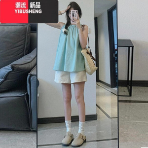 YIBUSHENG白色工装短裤女季薄款2024新款高腰显瘦休闲小个子棉麻运动短裤