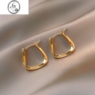 JiMi欧美复古金色几何耳钉女2023年新款耳环冷淡风高级感气质耳饰