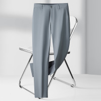 高端宽松直筒裤薄款冰丝休闲裤男年夏季士商务西裤男中年垂感男装