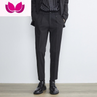 七斓轻熟风西装裤男胖子大码厚款加绒韩版弹力休闲西裤垂坠感九分