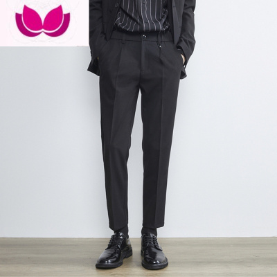 七斓轻熟风西装裤男胖子大码厚款加绒韩版弹力休闲西裤垂坠感九分