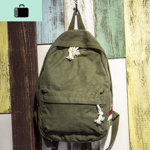 韩版简约中学生书包男初中高中复古帆布双肩包女休闲牛仔布背包潮NEW LAKE 绿色
