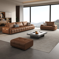 真皮沙发高靠背皮艺沙发意式极简模块-卡尔适轮船