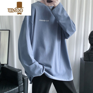 YANXU长袖t恤男港风字母白色打底衫内搭上衣卫衣潮ins男装衣服