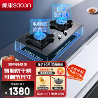 帅康(sacon)E8T01F燃气灶防干烧可调节双灶台式嵌入式煤气灶4.6kW大火力家用钢化玻璃免改孔炉具煤气炉液化气