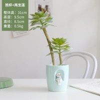 北欧创意可爱室内宿舍房间卧室客厅现代简约家居装饰品陶瓷小摆件 三维工匠 闪电杯+MQ仙人球