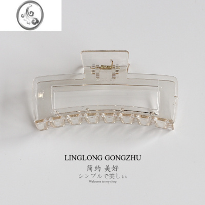 JiMi12.5cm加大号长方形抓夹头发多发抓气质简约透明色马尾夹鲨鱼夹子