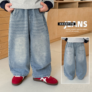 童酷男童秋季新款韩版磨白宝宝休闲长裤百搭宽松儿童牛仔裤潮