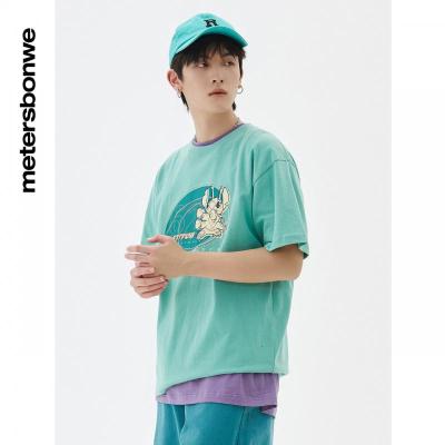 [1件5折价:59.5]美特斯邦威史迪奇联名短袖男T恤百搭夏季情侣装圆领男上衣