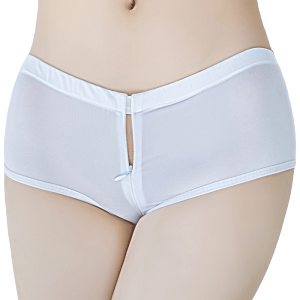 欲之诱惑 透明情趣内裤 sm激情裤头 女性感情趣内衣 开档露臀拉链内裤 三角包臀低腰免脱裤头挑逗 丝光白 默认尺寸 丝光白 默认尺寸
