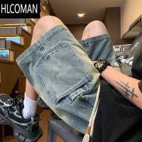 HLCOMANGENIOLAMODE夏季薄款牛仔短裤男士新款宽松百搭复古工装五分裤子