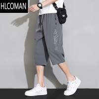 HLCOMAN休闲短裤男士七分裤2025新款夏季薄款拉链宽松直筒冰丝运动六分裤