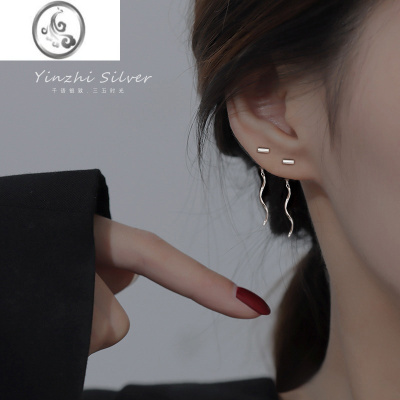 JiMiS925银耳环女耳钉小众设计感2023年新款潮高级耳线耳坠轻奢耳饰品