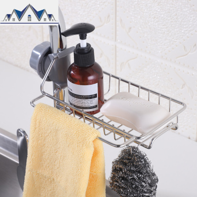 不锈钢水龙头沥水置物架水池收纳家用厨房用品水免打孔篮子 三维工匠