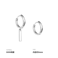 999纯银不对称直棒耳扣女耳环网红耳钉小众耳饰高级送女朋友老婆情人节七夕生日礼物