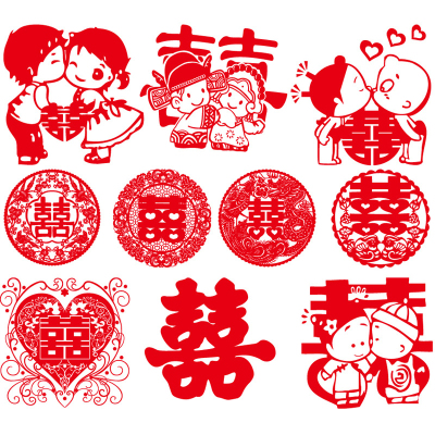 喜字静电贴结婚卧室客厅装饰布置婚庆用品婚房楼梯窗花-静电喜组合装4（20张）