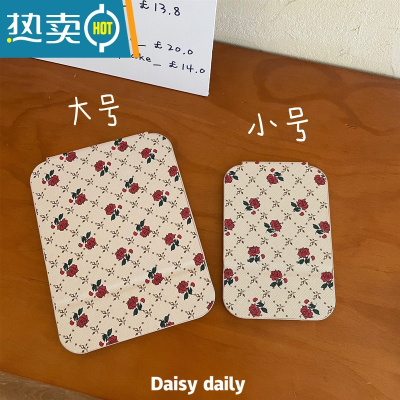 敬平复古折叠化妆镜宿舍学生随身便携大号办公室桌面台式卧室梳妆镜子便携式用镜 玫瑰镜子大号