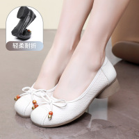 圆头平跟鞋女2026春秋韩版蝴蝶结浅口粗跟软底一脚蹬单鞋玛丽珍鞋