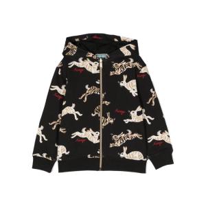 高田贤三(Kenzo)棉质舒适拉链休闲夹克 boys经典风帽运动套头衫男 黑色 12Y