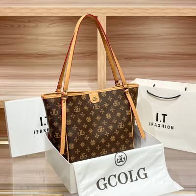 欧美经典时尚女士老花包包女2026新款高级感托特包女大容量通勤单肩包百搭手提包