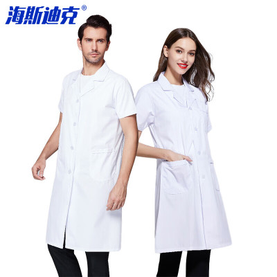 海斯迪克 白大褂不起球医生护士工作服 女款短袖(优质棉) XL码 HKSY-34