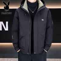 花花公子新款高品质冬季新款户外帅气防寒服三防连帽加厚羽绒棉男装夹克外套