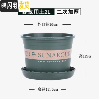 三维工匠室内矮加仑花盆阳台多肉盆家用种植塑料花盆盆栽盆器大号绿萝花盆 [5个装]16矮胖(含托) 大花盆容器