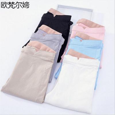 欧梵尔媂韩版黑色打底裤女外穿春秋2018新款九分百搭显瘦小脚铅笔裤夏