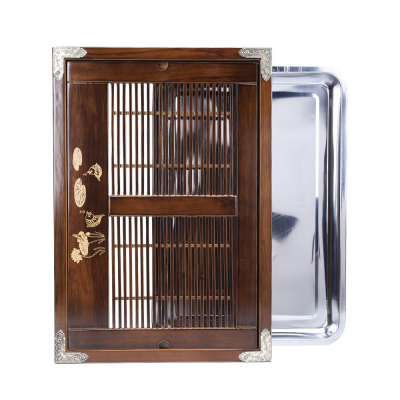 家柏饰(CORATED)茶盘家用实木托盘储水式不锈钢茶海抽屉式茶托盘茶台茶具套装