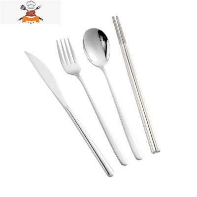 西餐刀叉盘子套装 304不锈钢牛排刀叉勺家用三件套西餐餐具刀叉 敬平 银色刀叉勺-筷子(防滑)